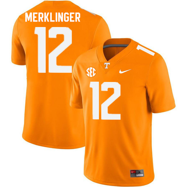 Men #12 Jake Merklinger Tennessee Volunteers College Football Jerseys Stitched-Orange